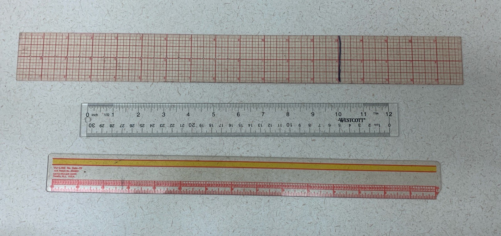 Westcott 12” Clear Plastic Graph Ruler VU-LINE No.15 Data Scale Draft Art VTG