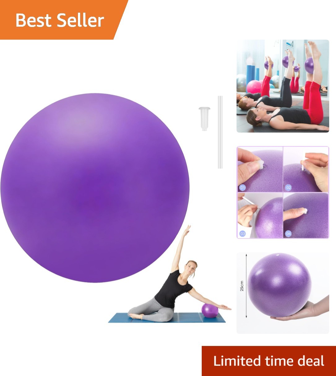 Lightweight PVC Small Pilates Ball - Perfect for Yoga, Core Training & Fitness