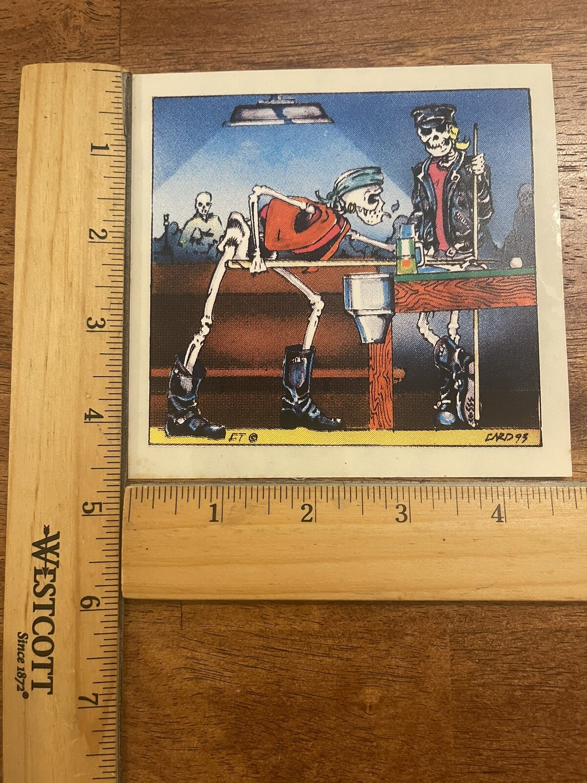 Vintage 1993 Grateful Dead Biker Skeletons Playing Pool At Bar Decal Sticker CT
