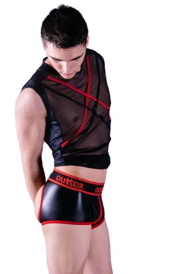 Outtox By Maskulo Open Back-Rear Boxer Trunks Red TR140-10 7