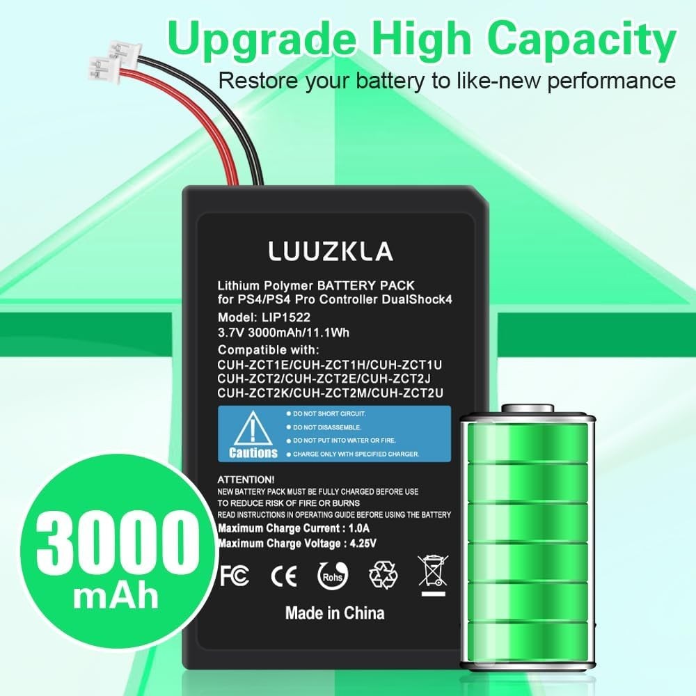 PS4 Replacement Battery – 2 Pack 3000mAh DualShock 4