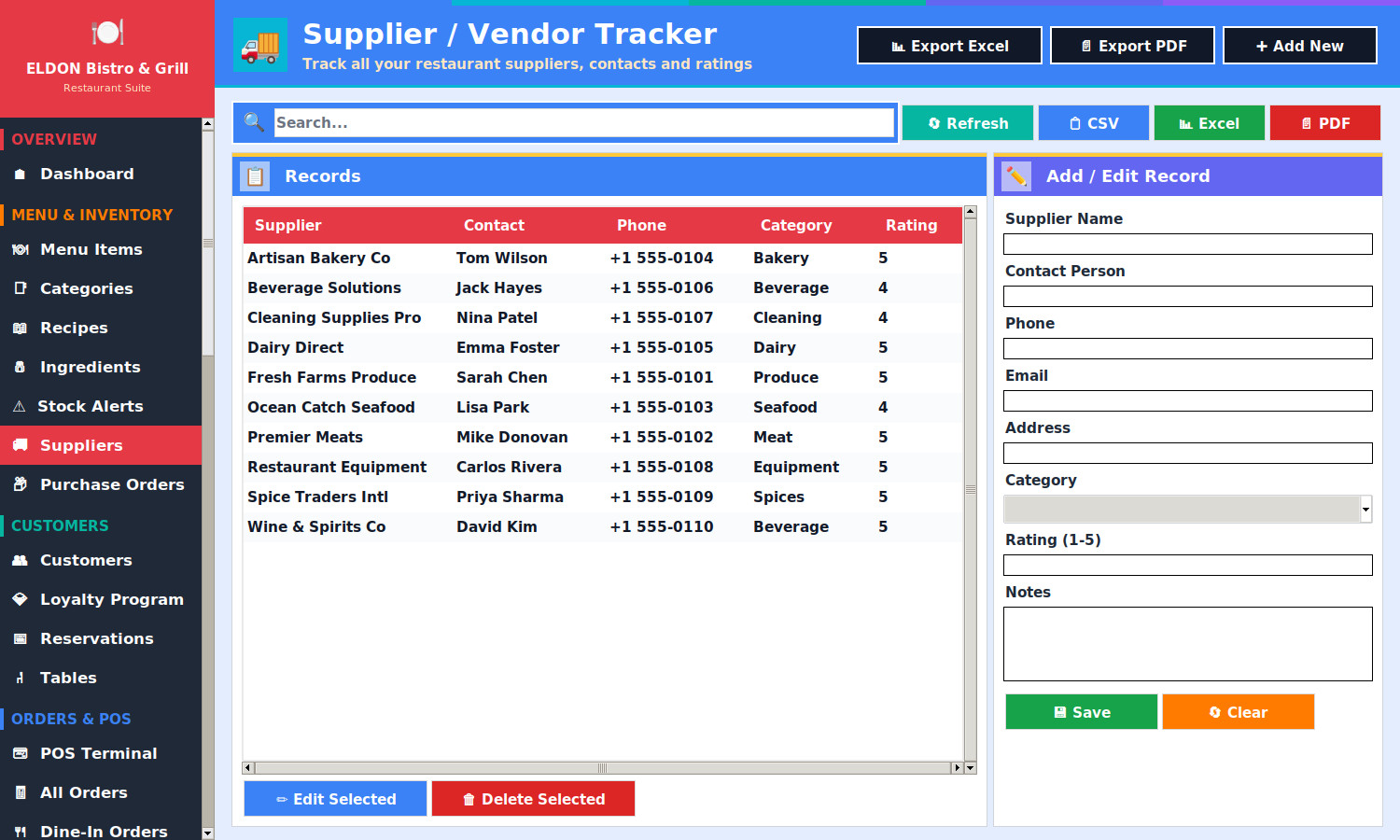 Restaurant POS Software on USB Flash Drive Menu Inventory Payroll Windows Mac