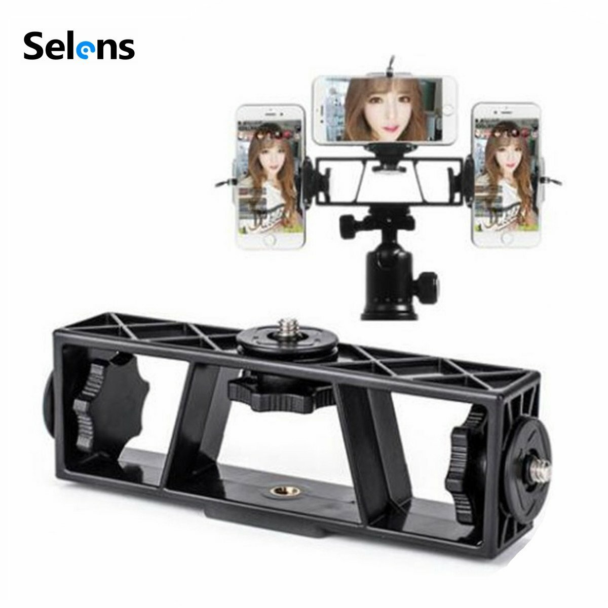 Screw Triple Tripod Stand Holder Mount Bracket Adapter for Phone Camera Makeup
