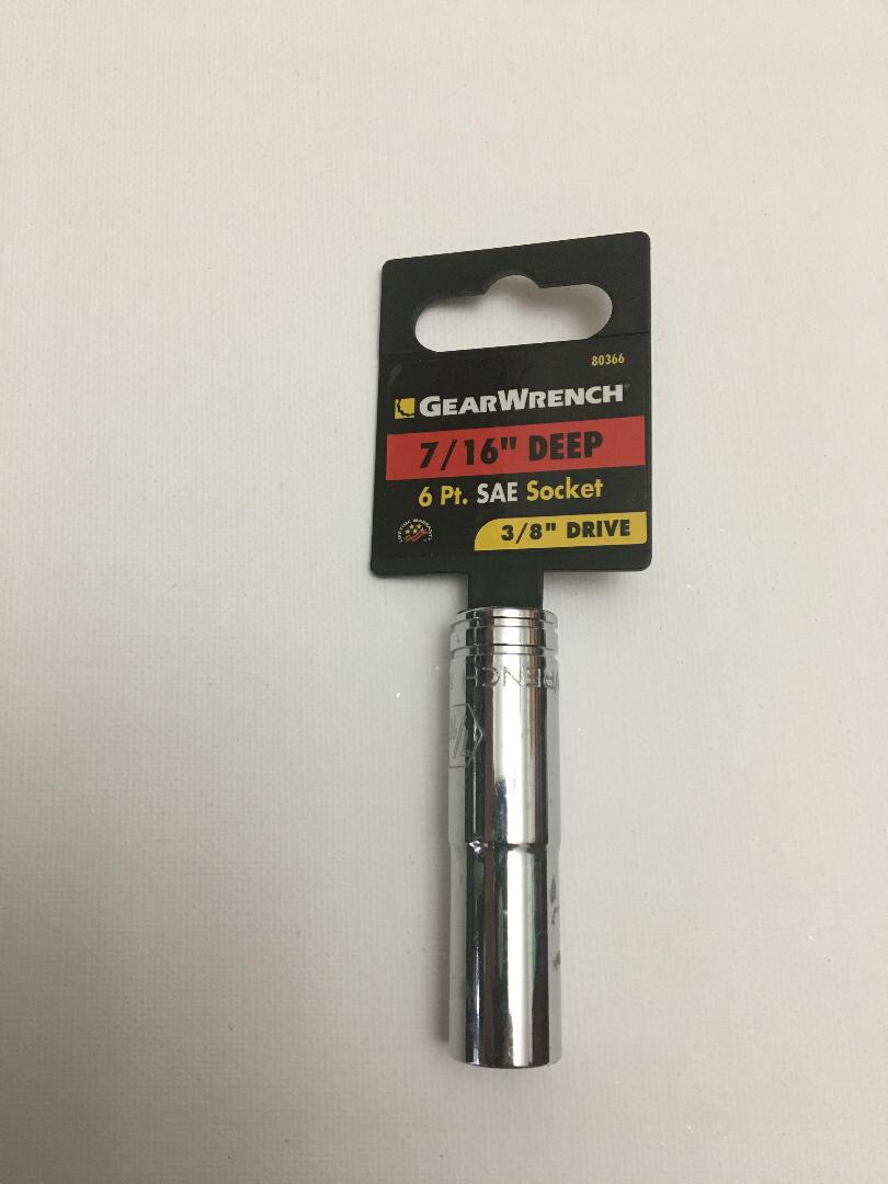 GearWrench 80366 3/8" Drive 6 Point Deep SAE Socket 7/16"
