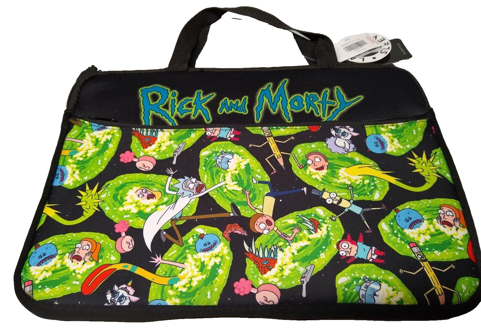 NWT Rick And Morty 15"  Laptop Sleeve w/Pulltab Bioworld Adult Swim Spencer's