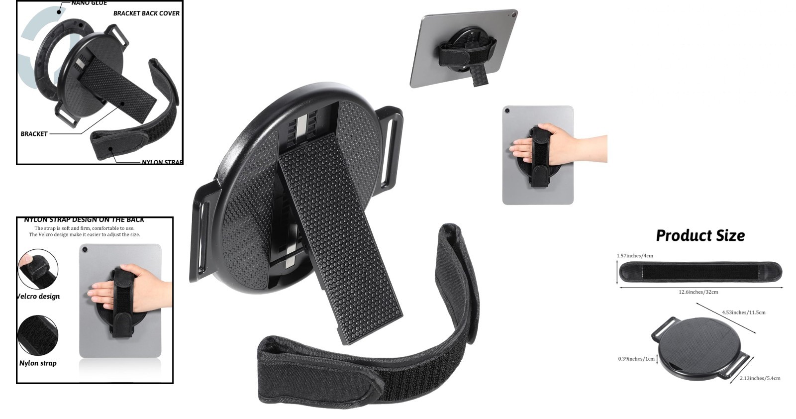 Multi-Angle Rotating Tablet Stand with Hand Loop for All 7-11 Inch Tablets