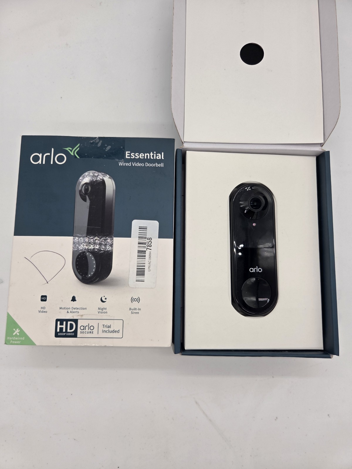 Arlo Essential Video Doorbell Wired  Black AVD1001B-100NAS untested