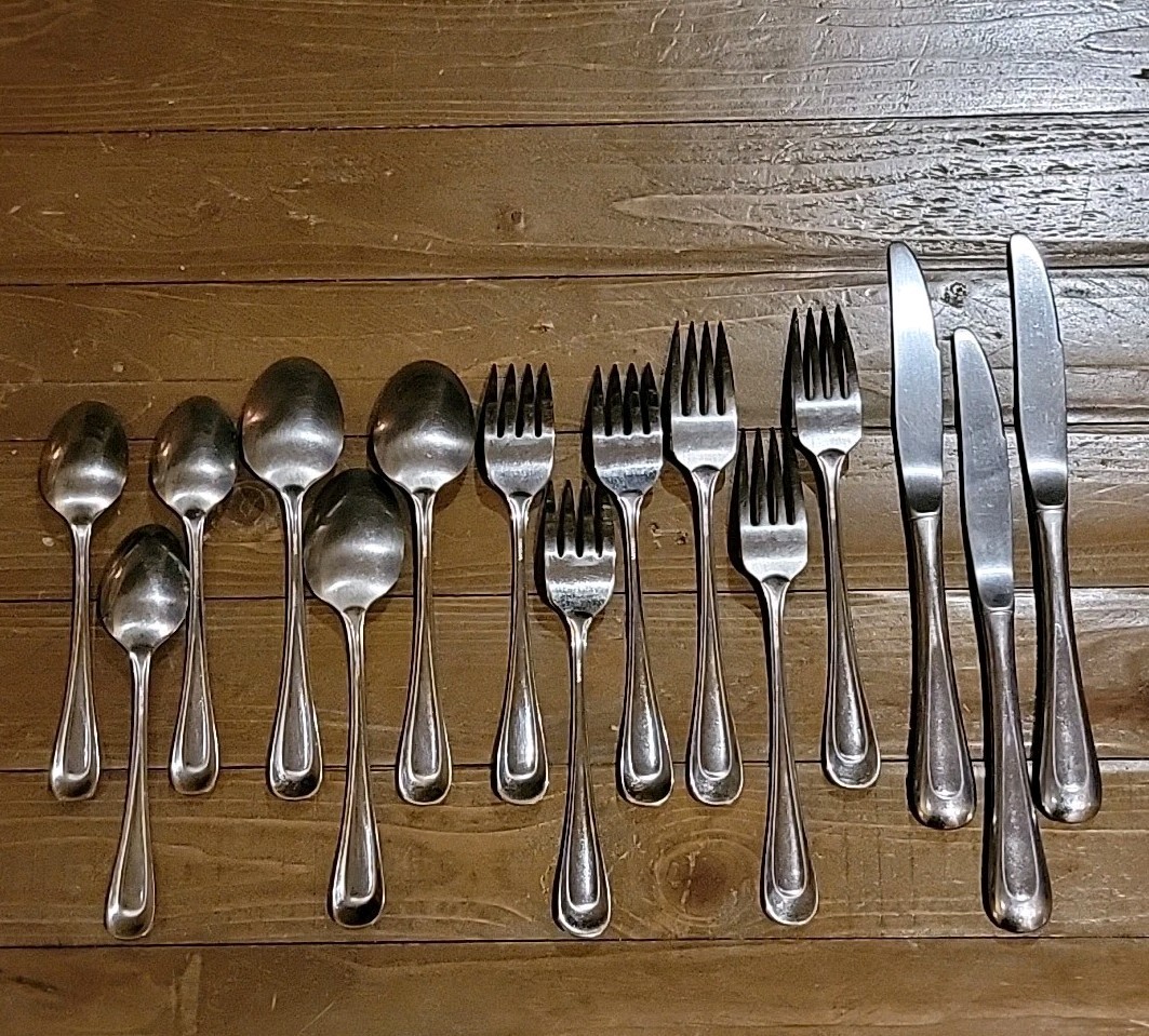 15 Piece Oneida Sand Dune Glossy Stainless Flatware 3 Table Settings