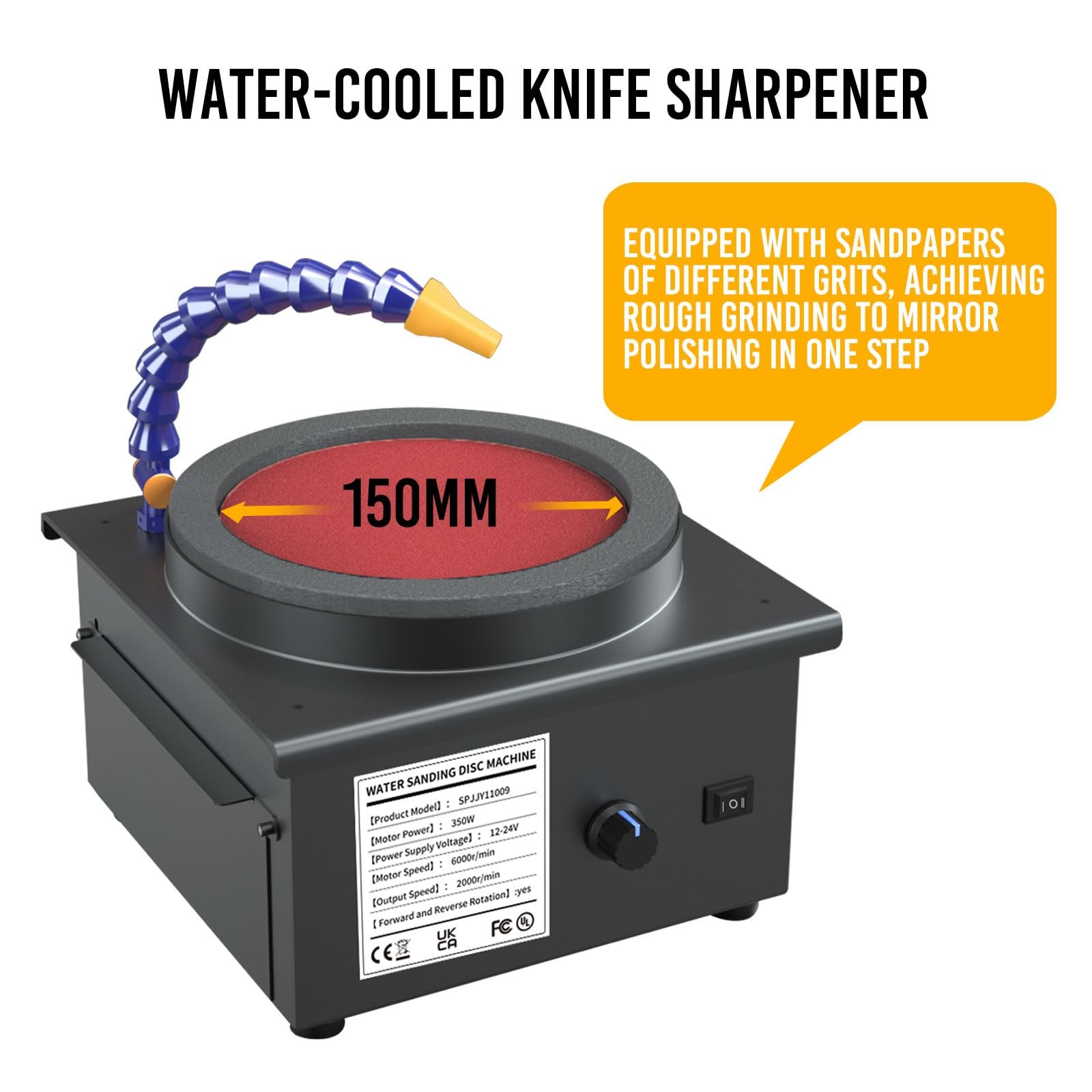 Water-Cooled Knife Sharpener System, 350W Electric Knife Sharpener with 7-Sta...