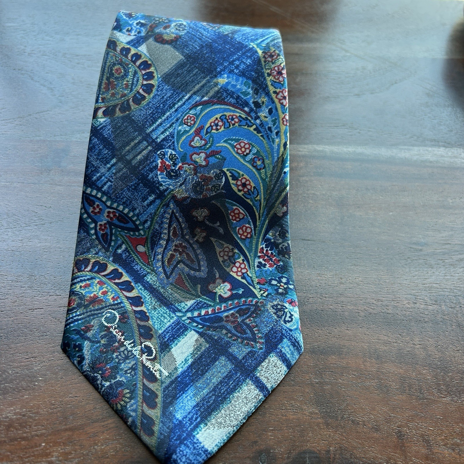 Oscar De La Renta Men’s Necktie, Paisley Blue