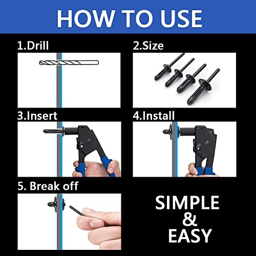 ORXPLUS Tools 90 Degree Plastic Rivet Gun Kit with 40 Poly Rivets | Right