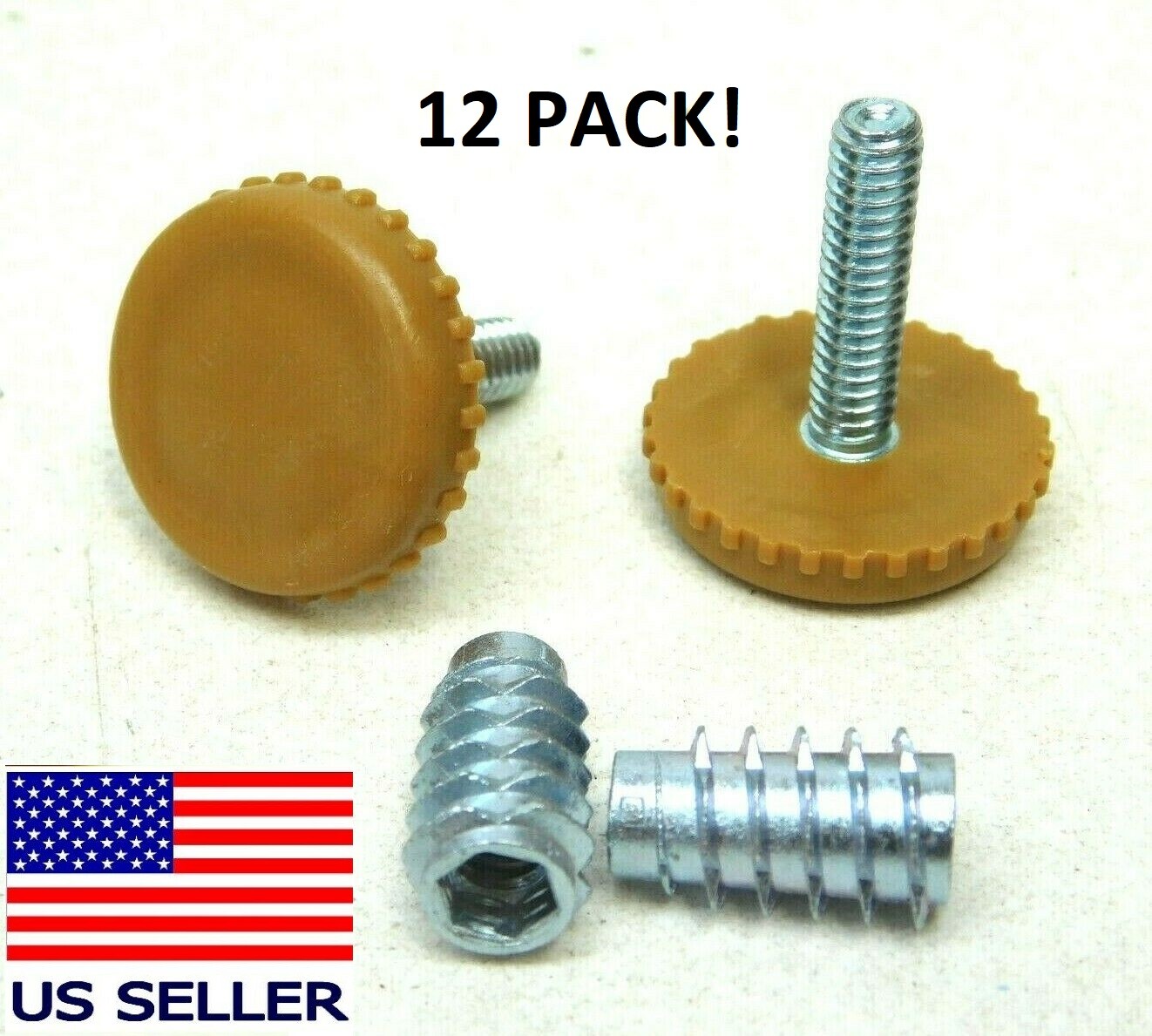 12 Threaded Adjustable Chair Floor Glide FEET +INSERTS 1/4-20 x 1"  x 1-1/8"