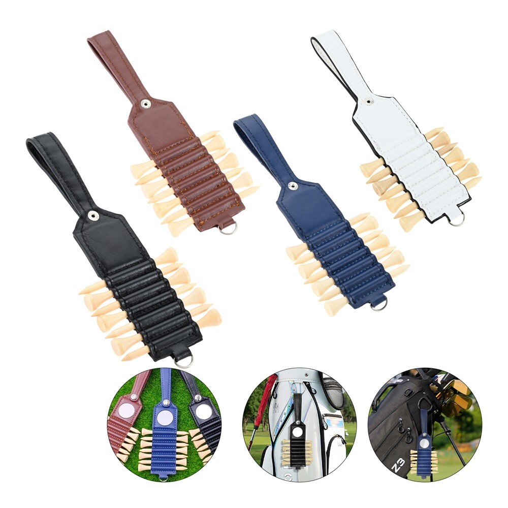 Golf Spikes Hang Tag Holder Leather Case 7 Tees Firmly Golf Sport Accessory