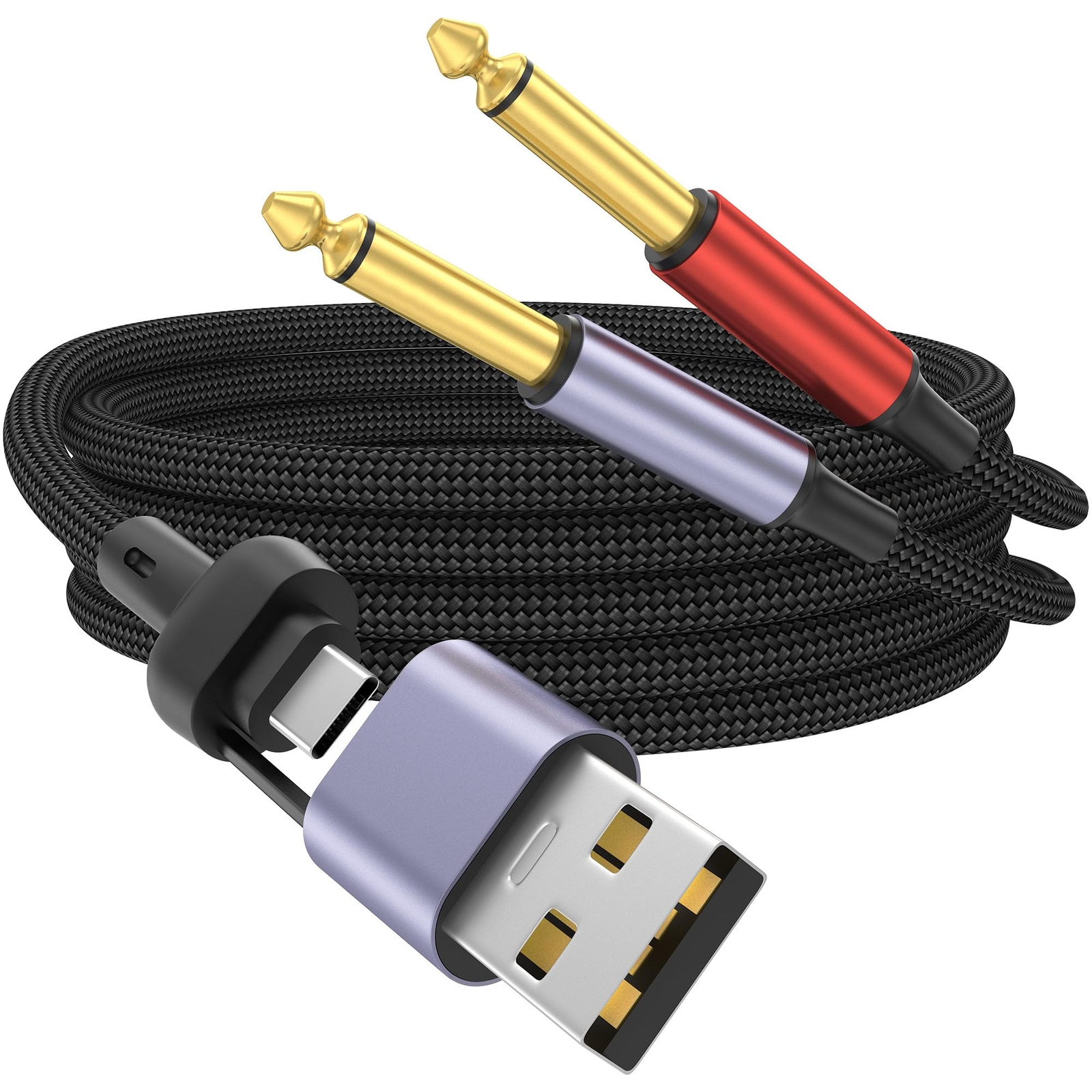USB C to Dual 6.35mm 1/4 inch Stereo Splitter Y Cable USB Type C to Dual 6.35mm