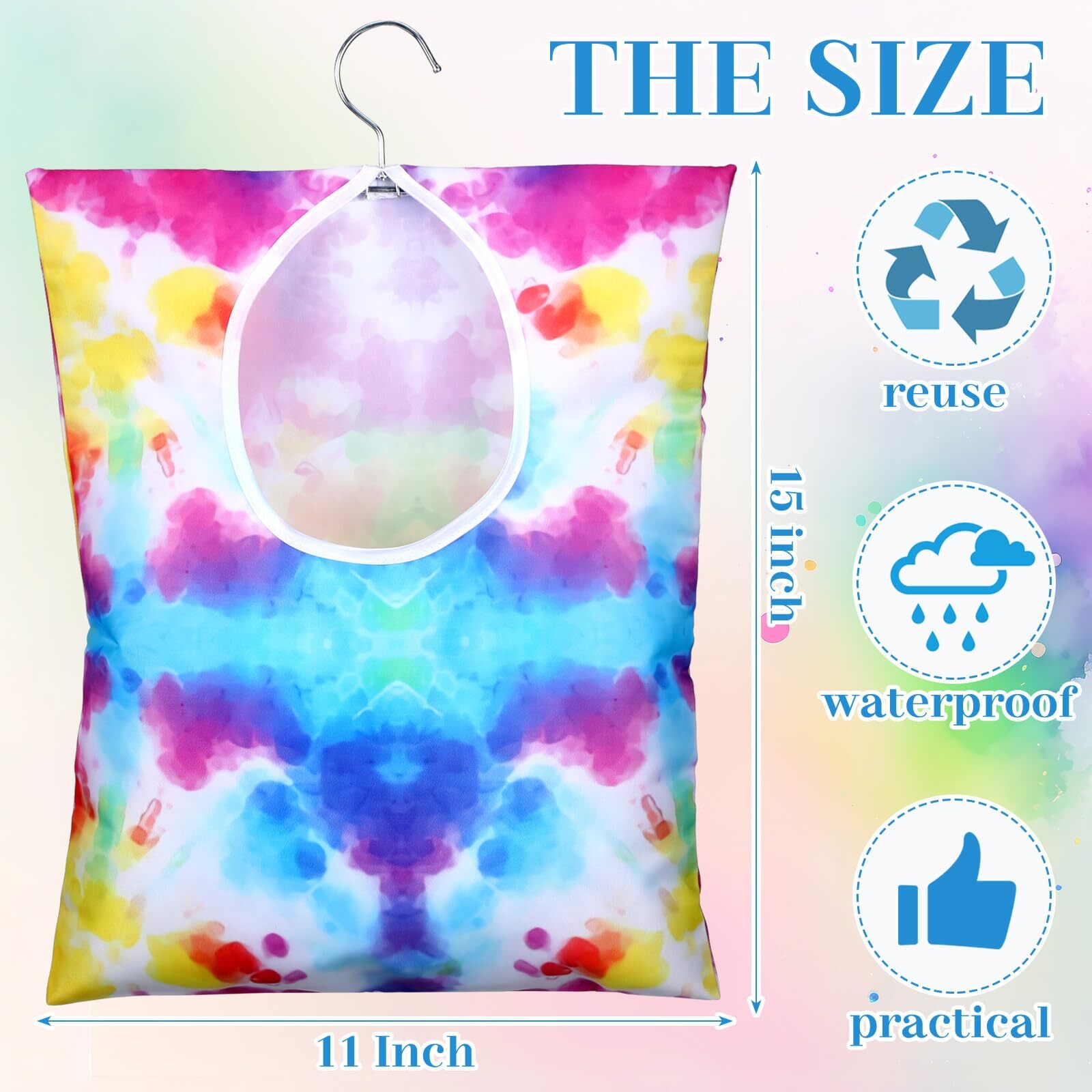 2 Pcs Clothespin Bag with Hanging Hook 15 x11" Summer Laundry Clothes Pin