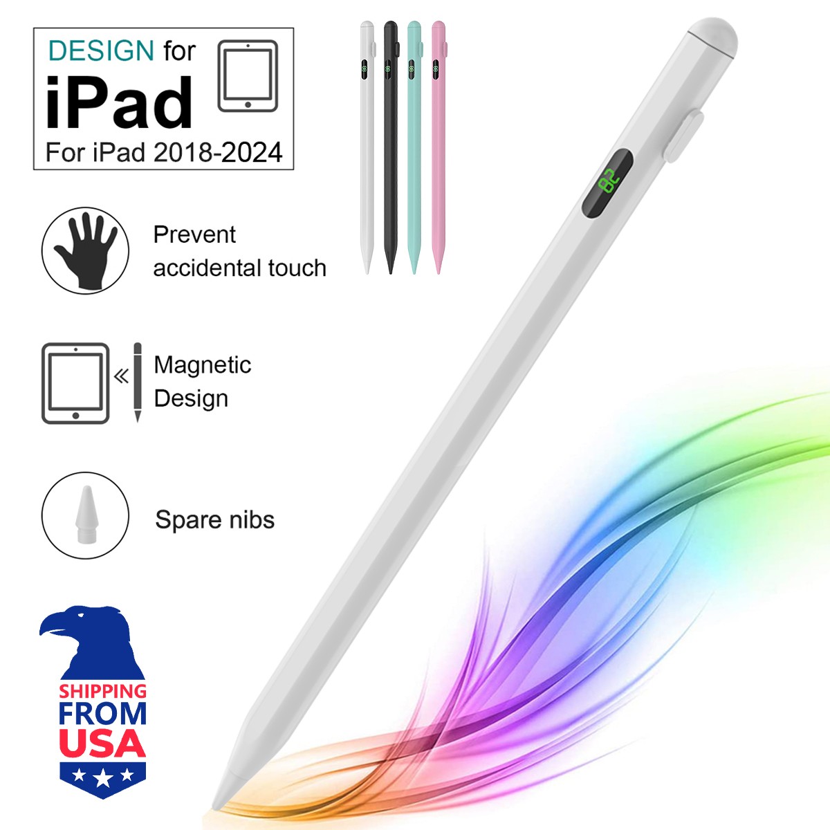 Stylus Pencil Compatible iPad 2018-2024, Stylus Pen For iPad, Faster Charging US