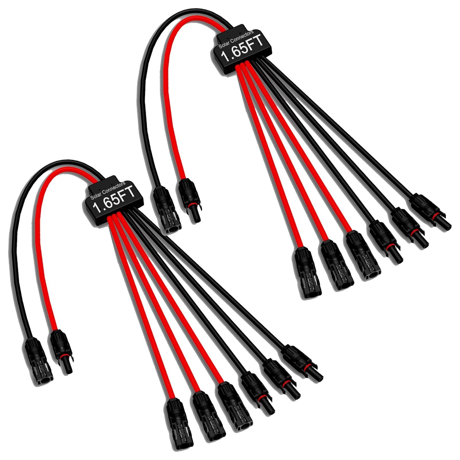 2 Pack Solar Connectors for 3 Solar Panels, Tool-Free Solar Panel Wires and C...
