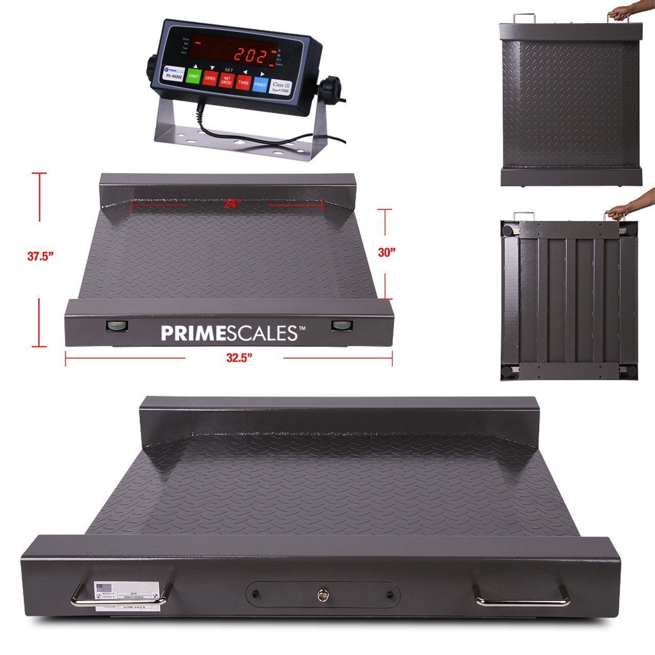 31"x31" Platform Portable Floor Scale Drum Wheel Chair Scale 1000 lb x .2 lb