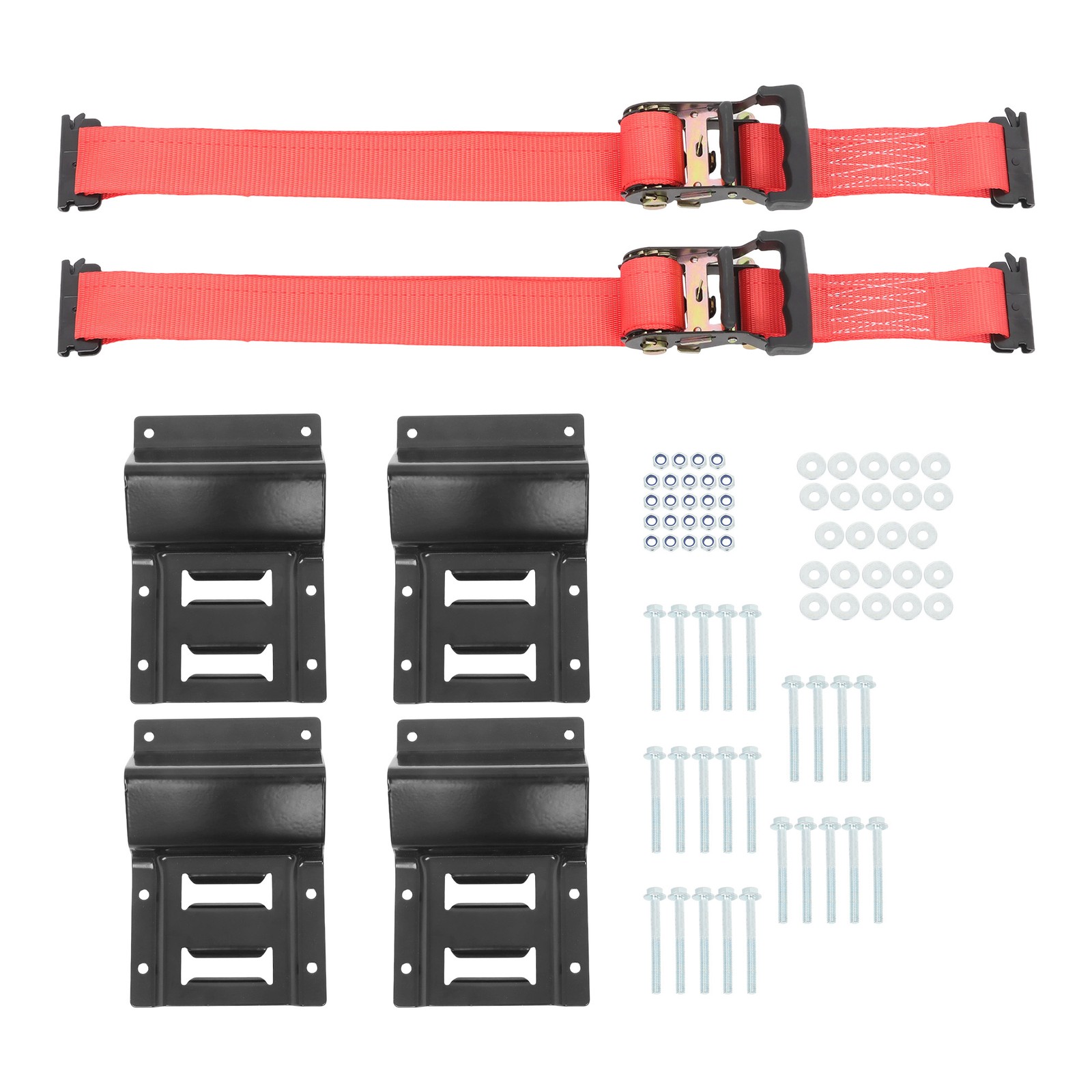 Labwork Wheel Chock Tie Down Kit Tire Ratchet Straps Wheel Chocks Red For ATV