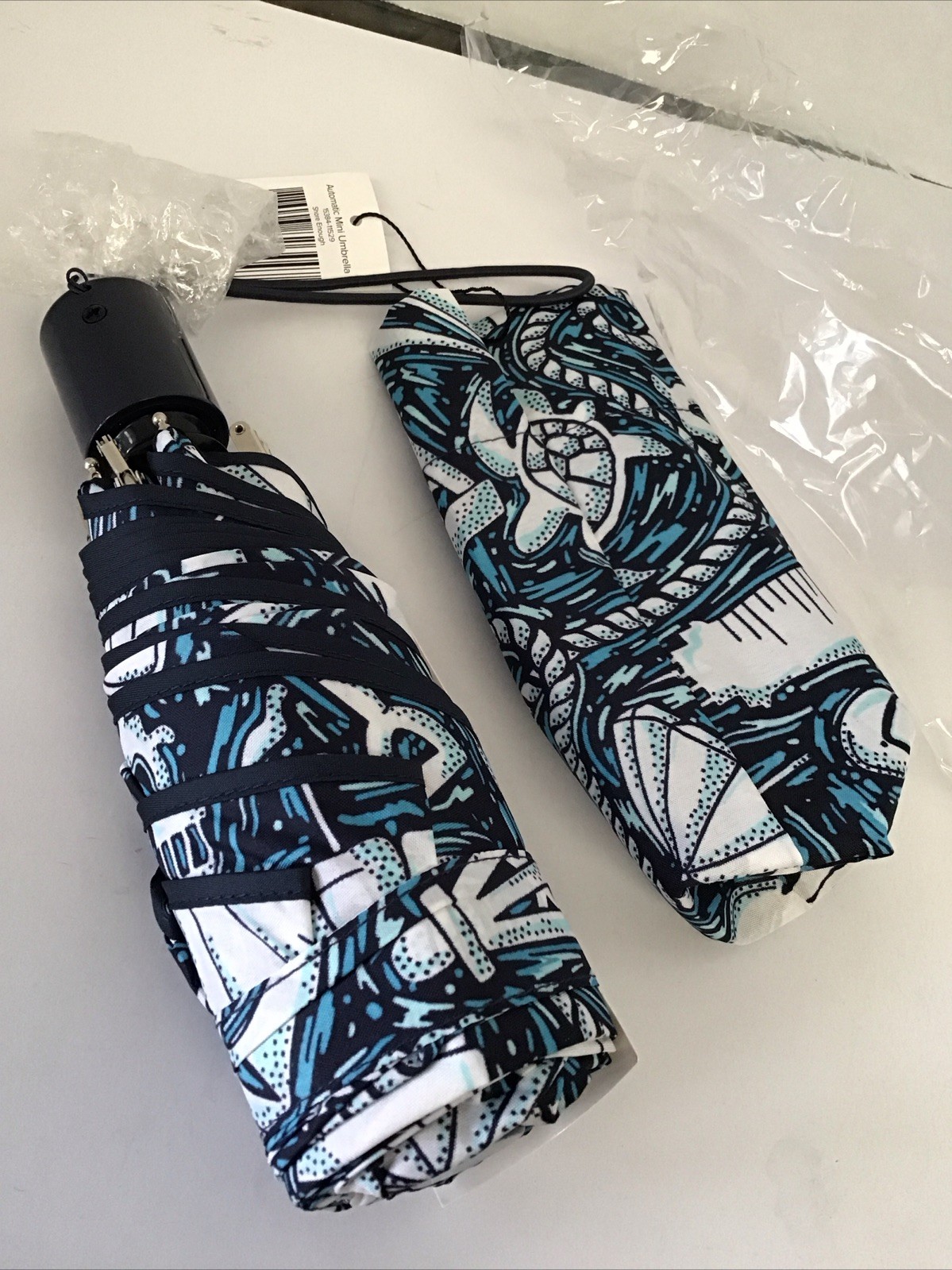 Vera Bradley Automatic Mini Umbrella SHORE ENOUGH - Rain Or Shine NWT