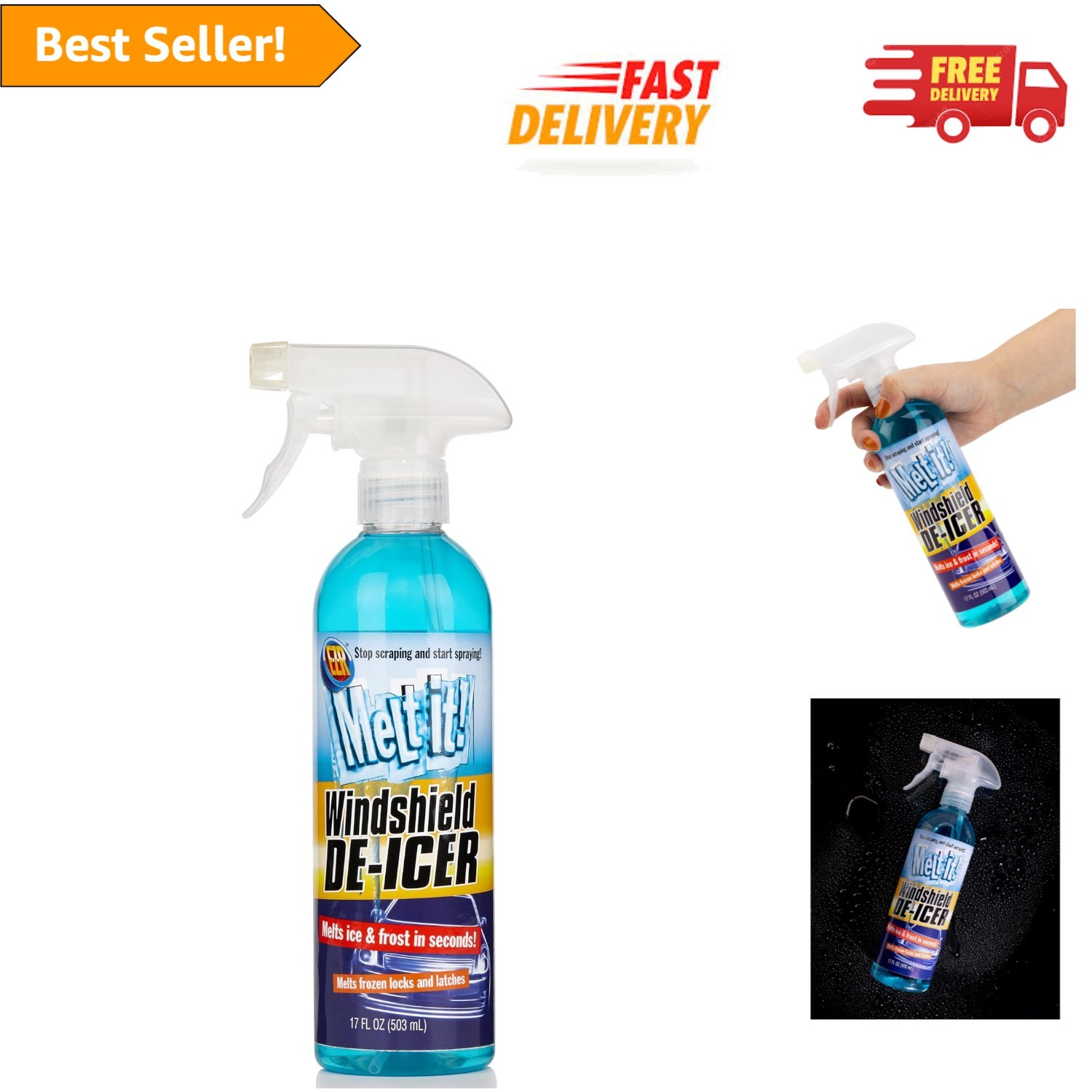 Effortless Frost Removal with Melt It De-Icer - 17 Fl Oz - USA Made Liquid Spray