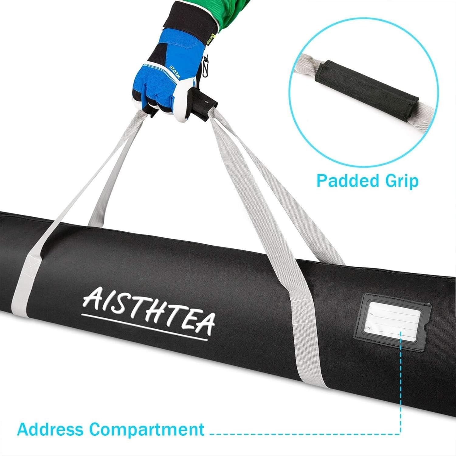 Ski Bag Snowboard 1680D Waterproof and One Size, Black