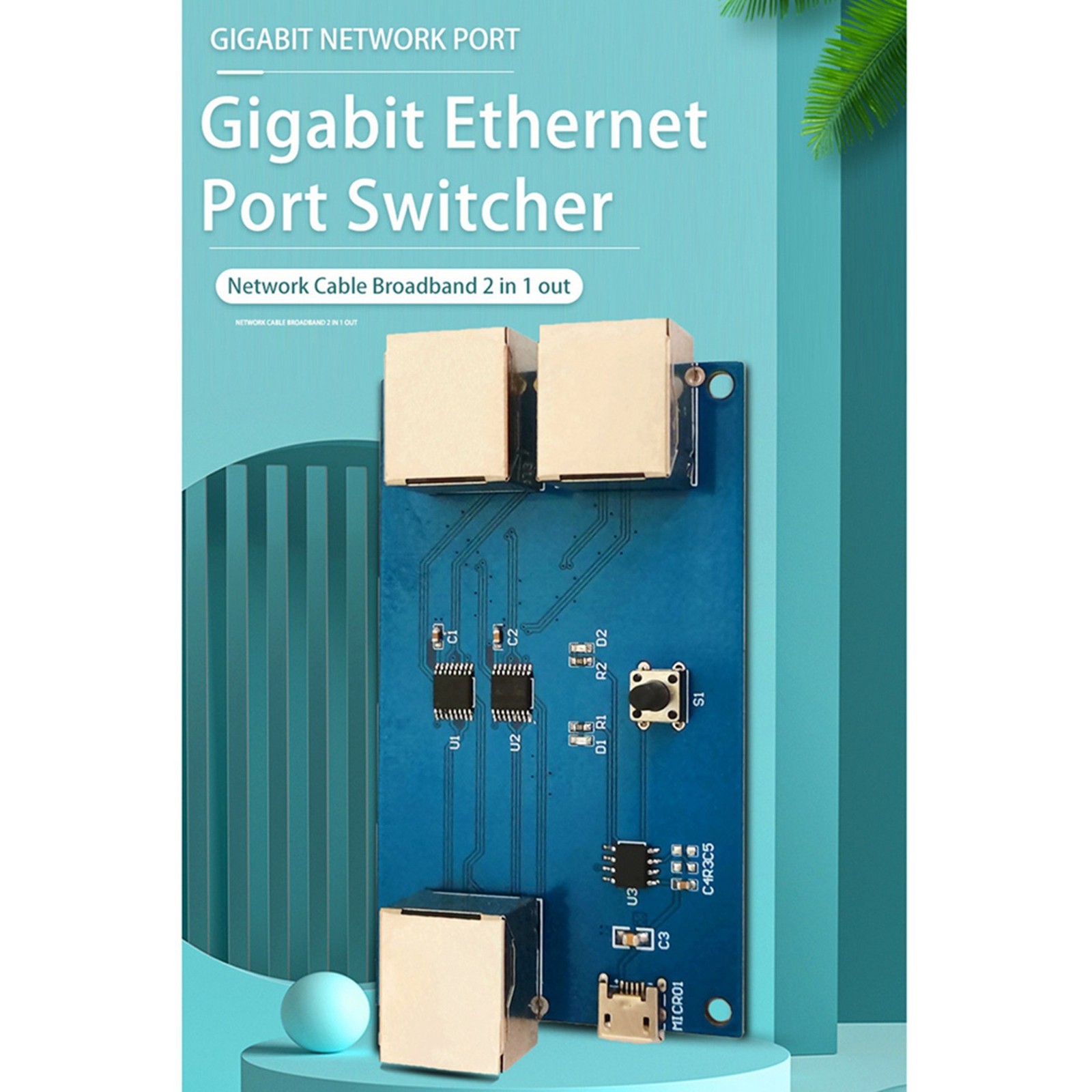 2X Gigabit Ethernet Port Switcher Internal/External Switcher Cable2632