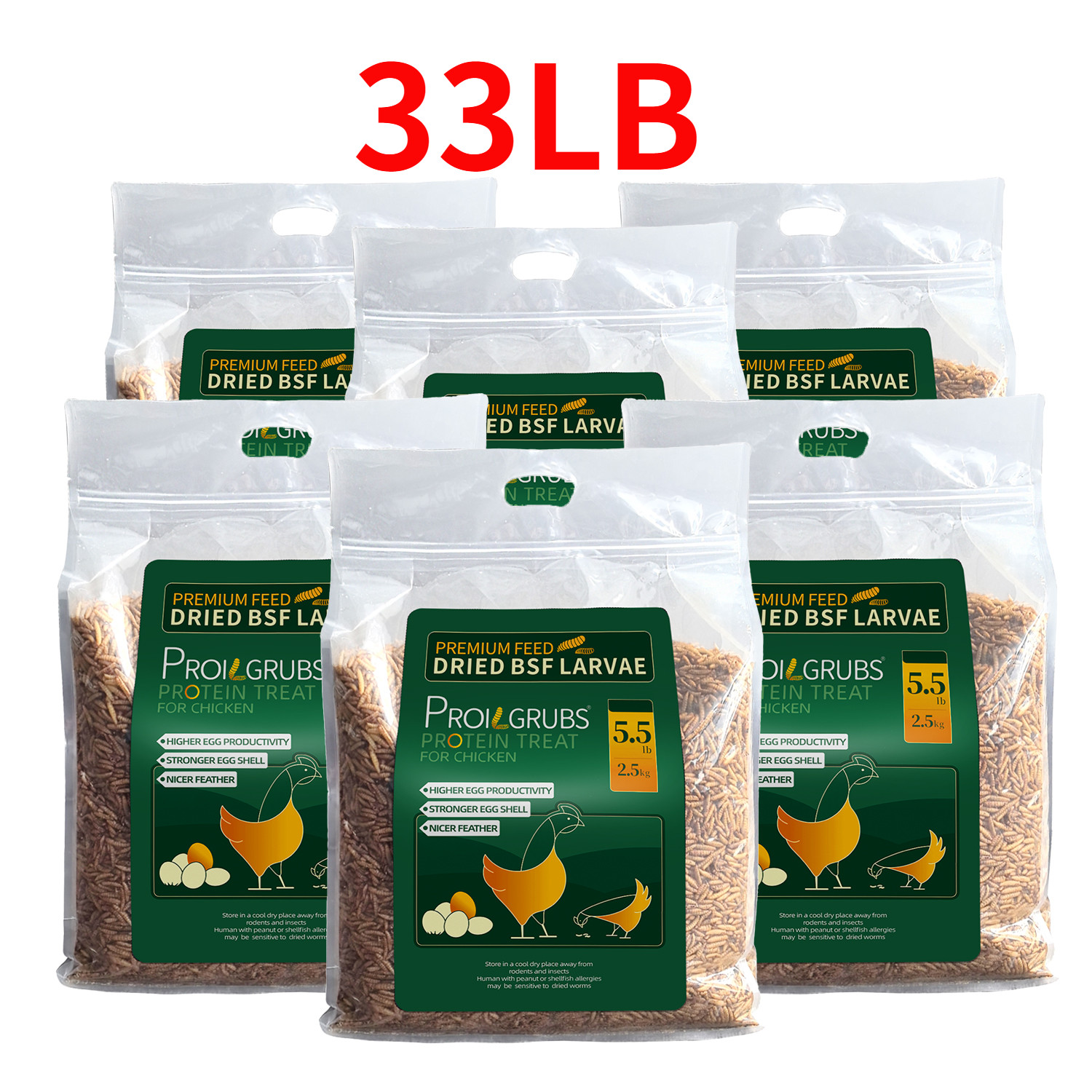 Dried Black Soldier Fly Larvae for Chickens ,ducks,birds Proilgrubs 33LBS