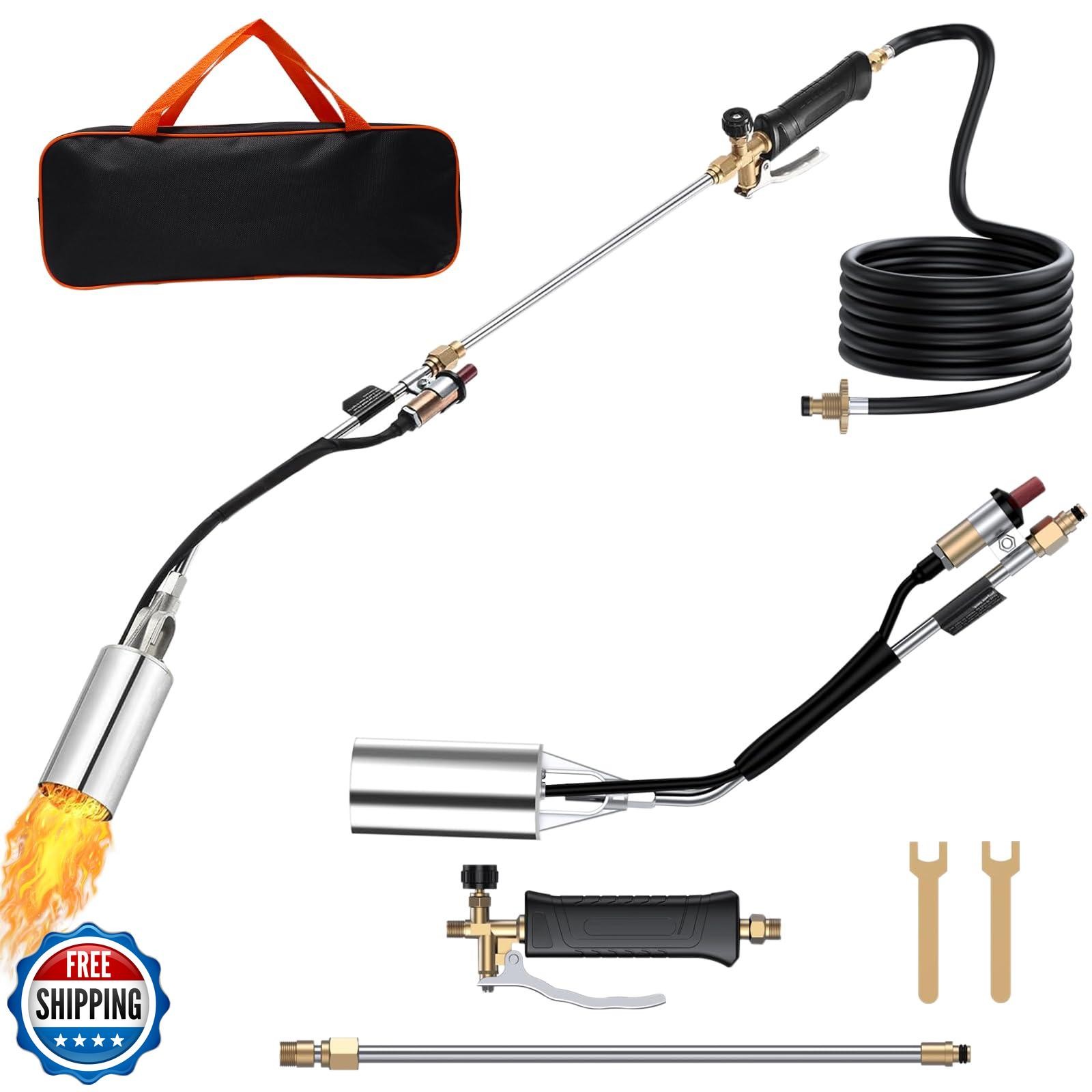 Hordolry Propane Torch Weed Burner Kit, 1,800,000 BTU Flame Thrower with 10FT