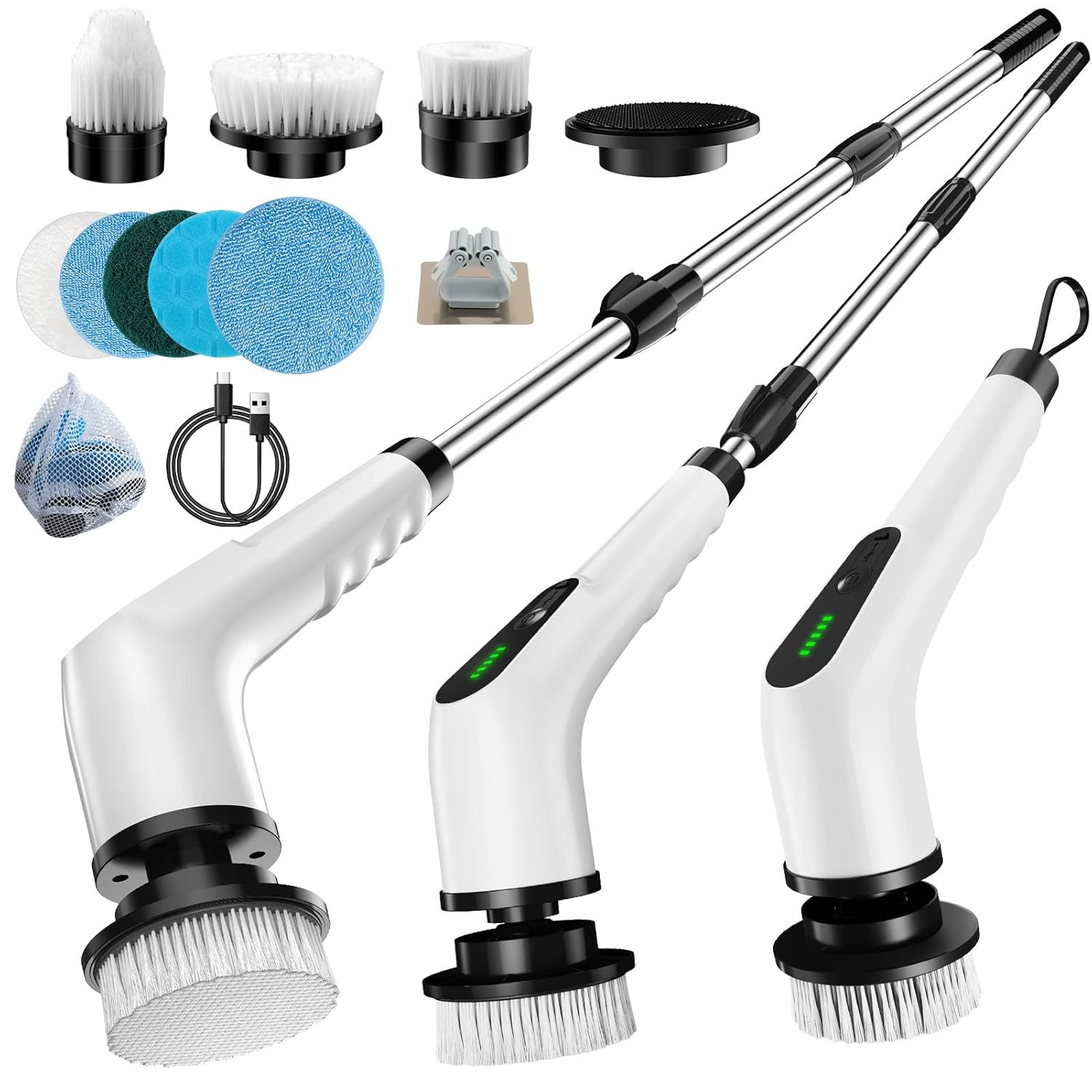 Electric Spin Scrubber, Cordless Cleaning Brush with 8 Replaceable Brush Heads,