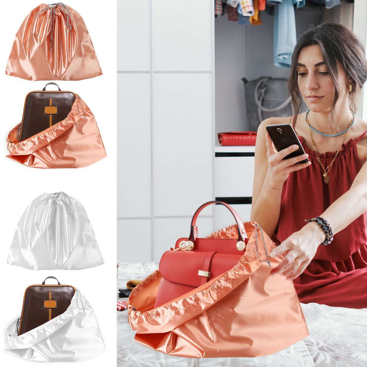 2/4pcs Drawstring Dust Bag Gift Bag Handbag Purse Storage Cover Bag 16" x 20"