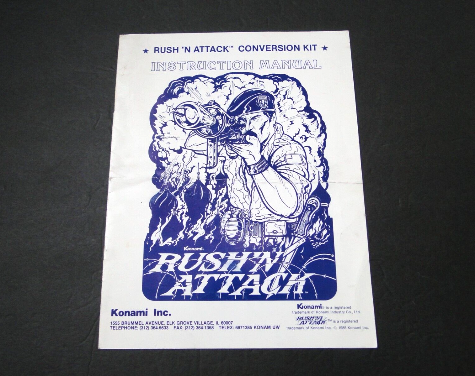 Vintage 1985 Konami: Rush'n Attack Arcade Conversion Kit Instruction Manual