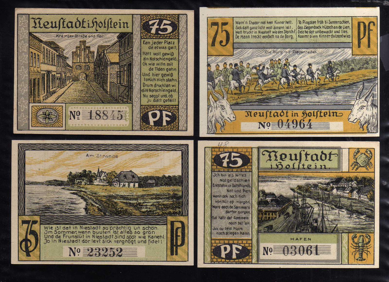 NEUSTADT IN HOLSTEIN  -  GERMANY NOTGELD -  4 x 75 PFENNIG