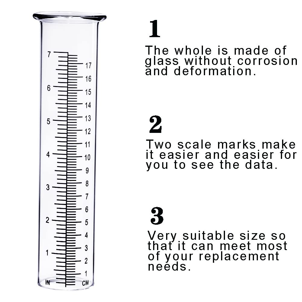 BIUWING 7 inch Rain Gauge 2.16 x 8.26 inches, 2pcs Tube