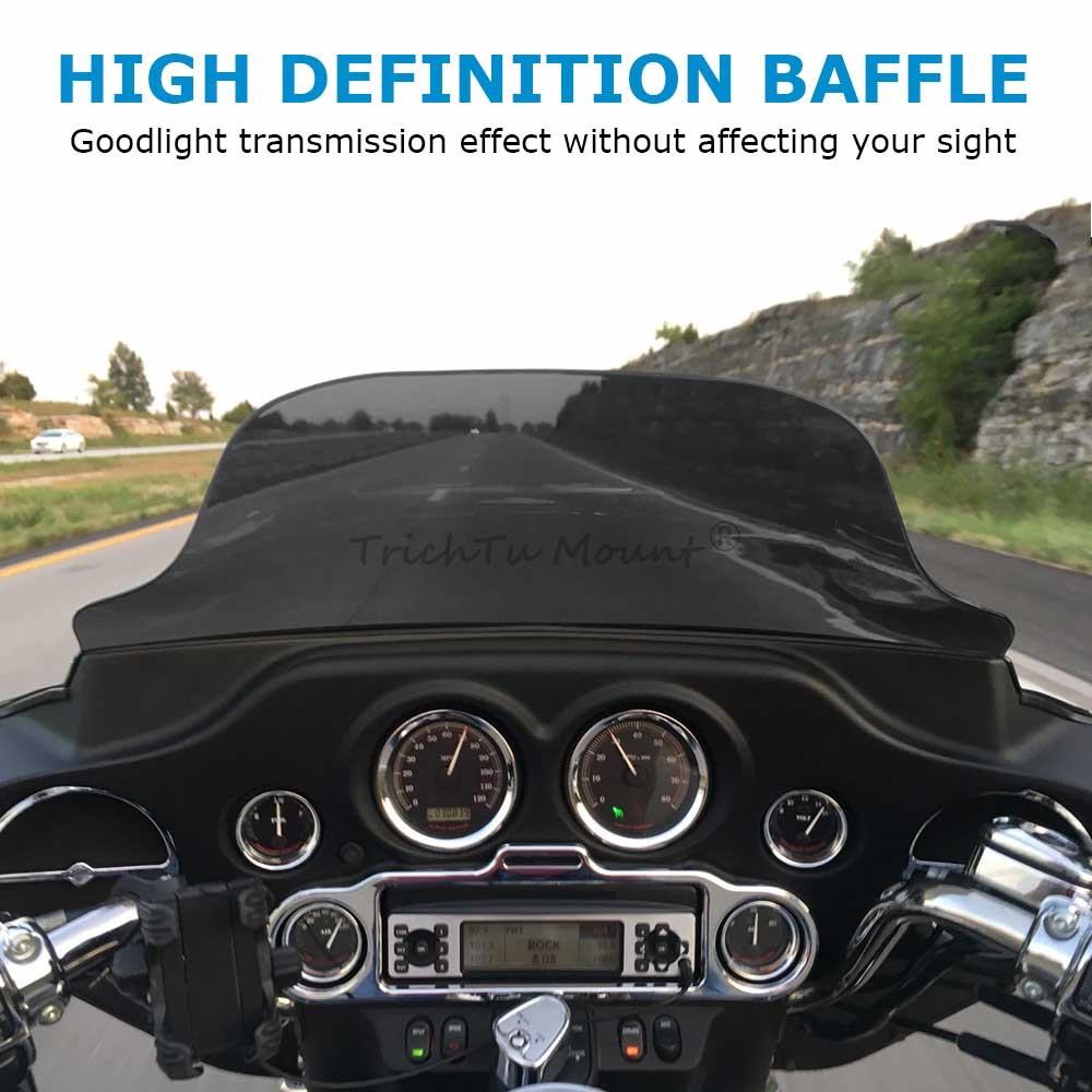 Light Gray 8" Wave Windshield Windscreen Fit for Harley Electra Glide 1996-2013