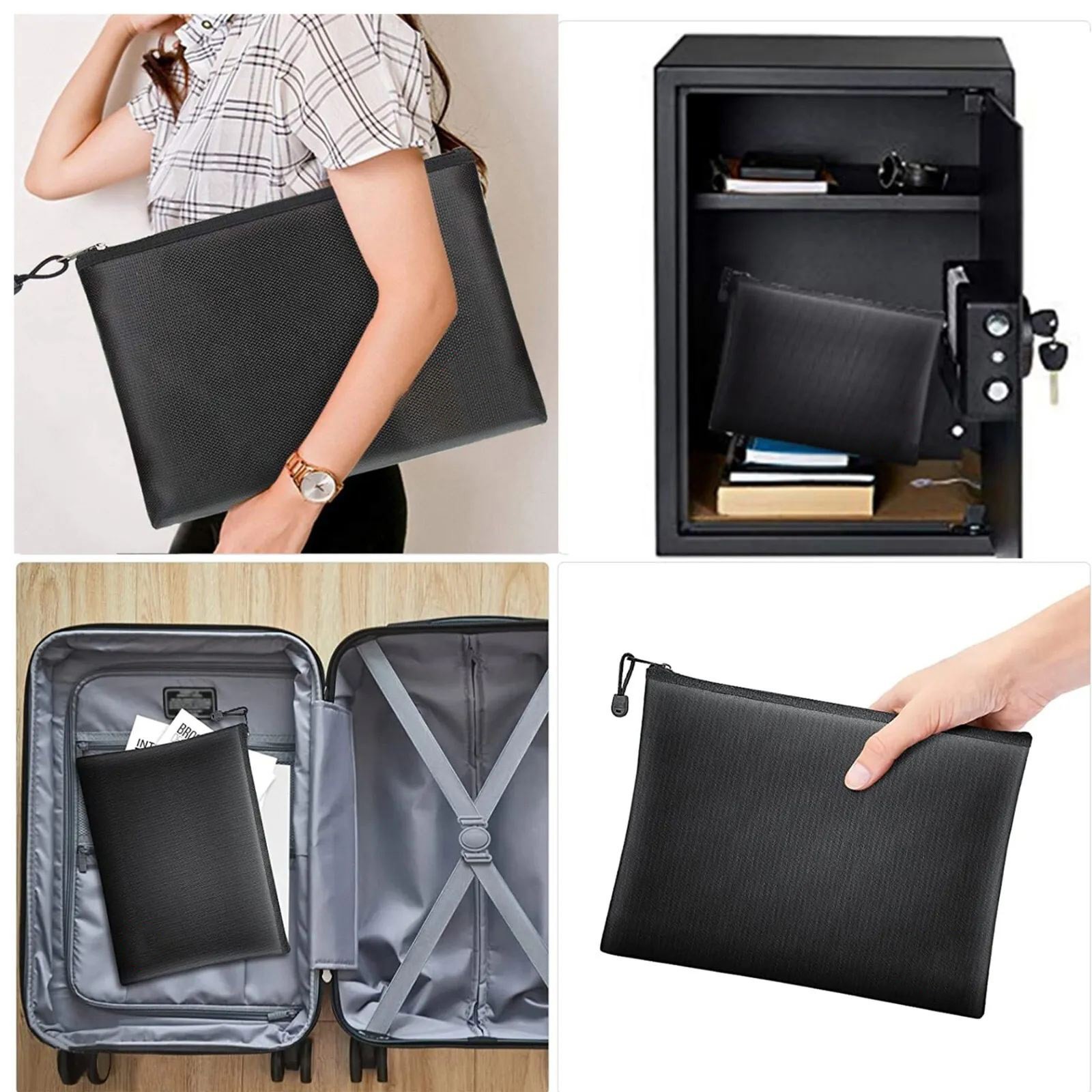 1 PC Fireproof Waterproof Document Envelope File Folder Cash Pouch Document Bag