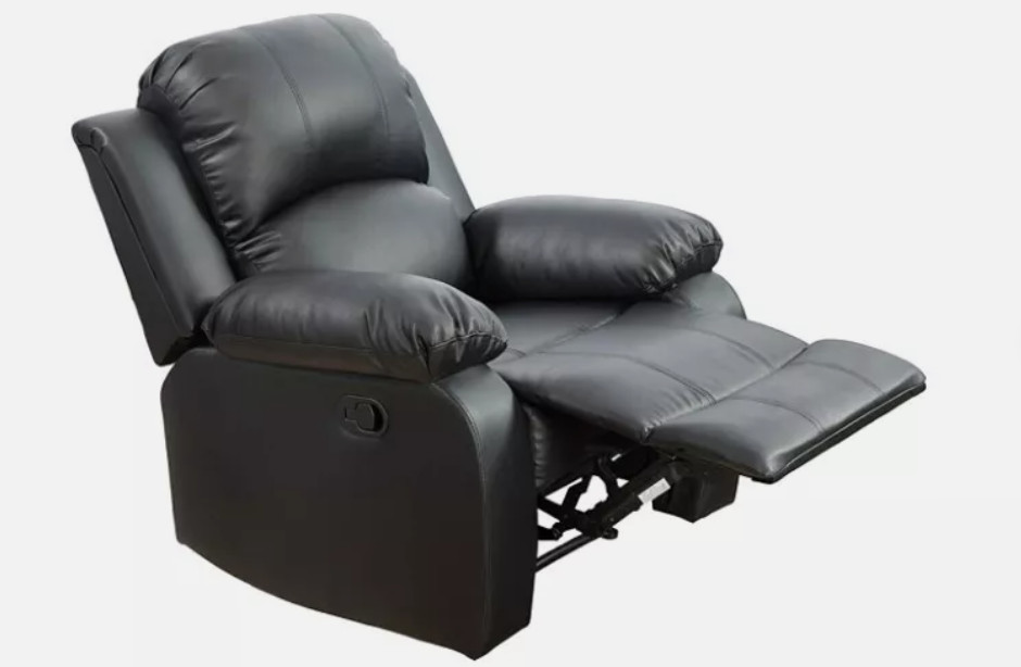 NEW 3PC Sofa Loveseat Chair Black Leather Living Room 5-Seater Recliners Set