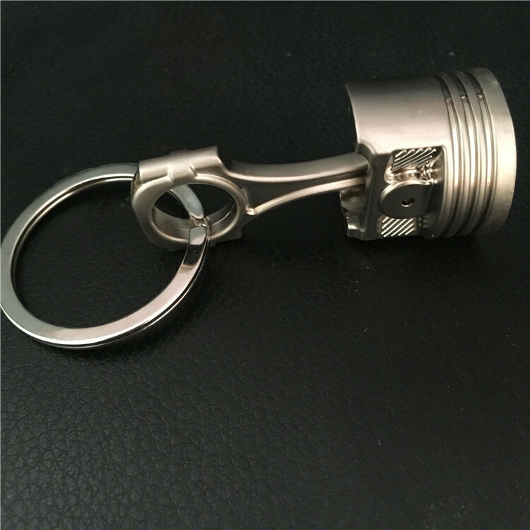 Piston Keychain Connecting Rod Car Engine Silver Metal 3D Keyring Key Chain Big
