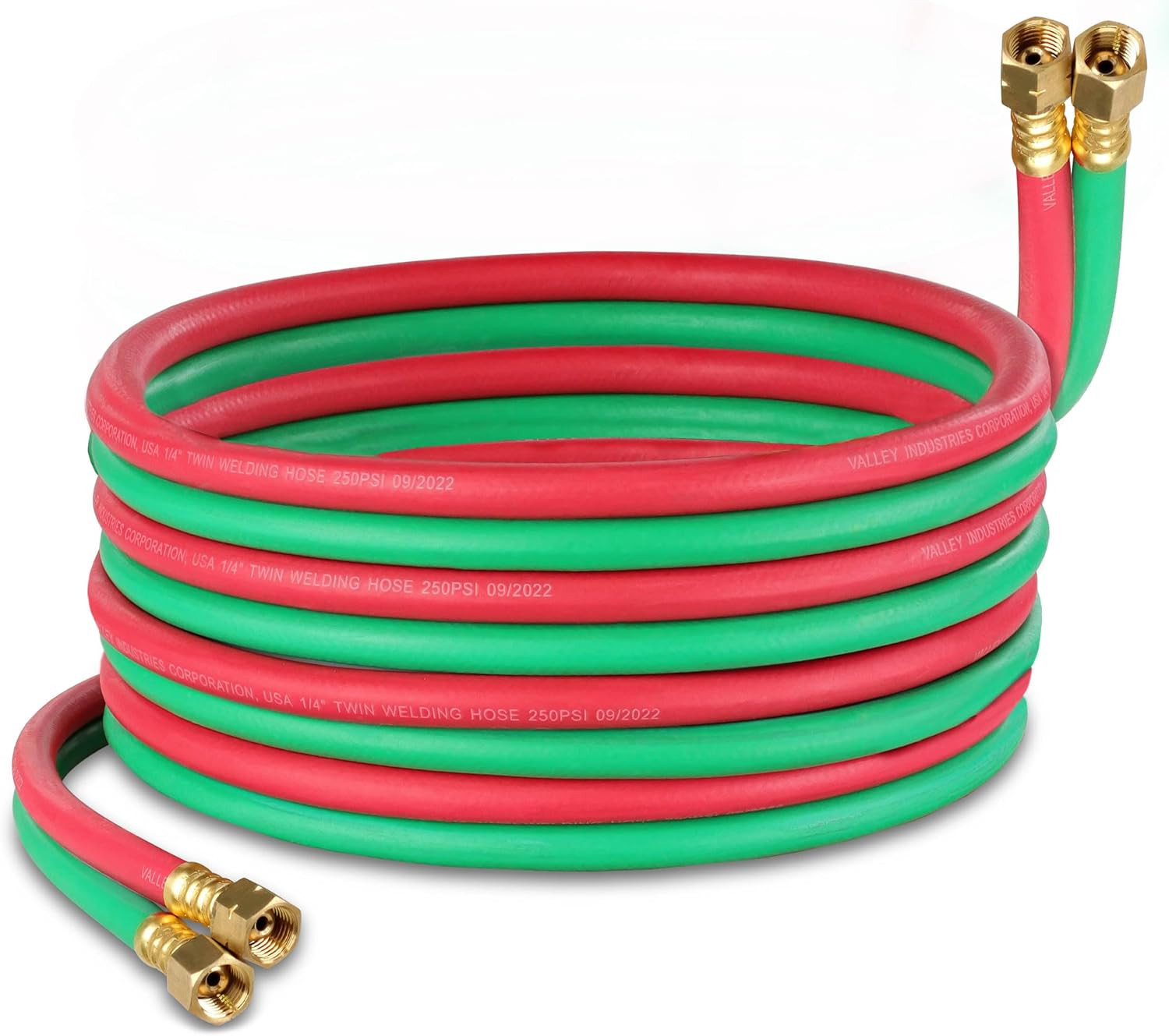 Oxy Acetylene Torch Hose, 25 Foot X 1/4 Inch - B Fitting Twin Cutting Torch Hose