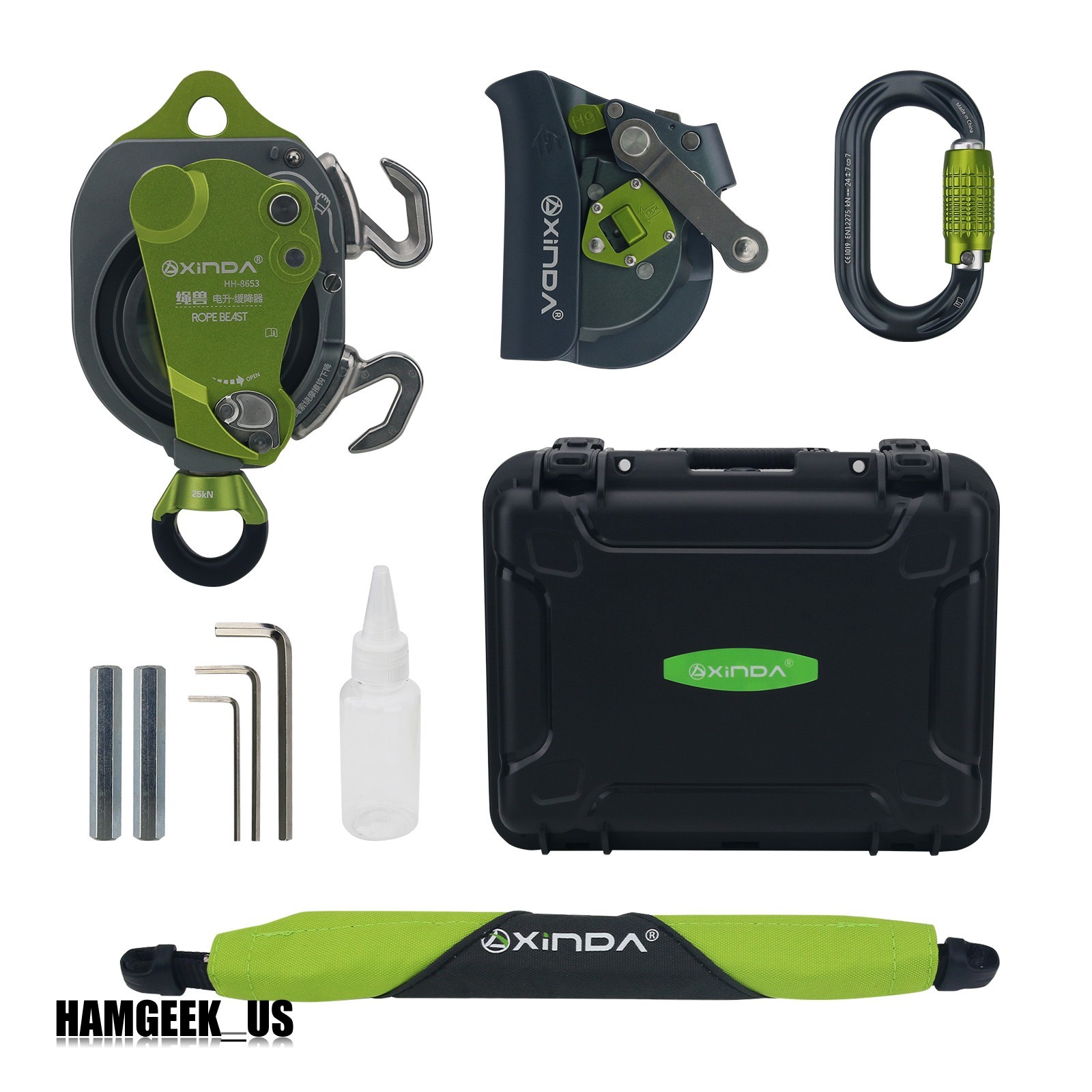 XINDA XDT8653 Electric Ascender Descender 200KG load for 10.5-11mm Rope Climbing