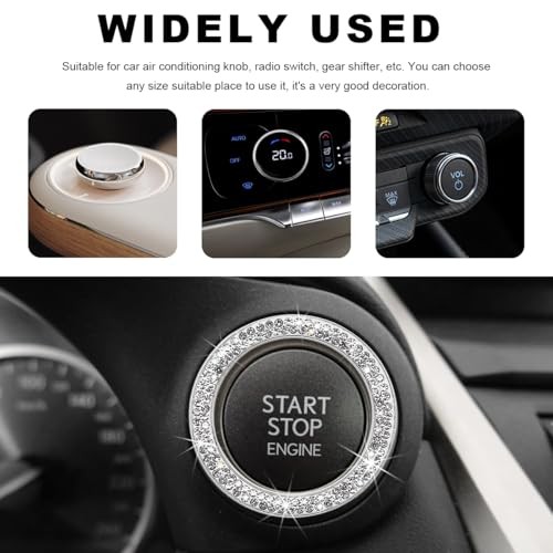 Car Bling Engine Start Ring Decal, Crystal Double Rhinestone Push to White