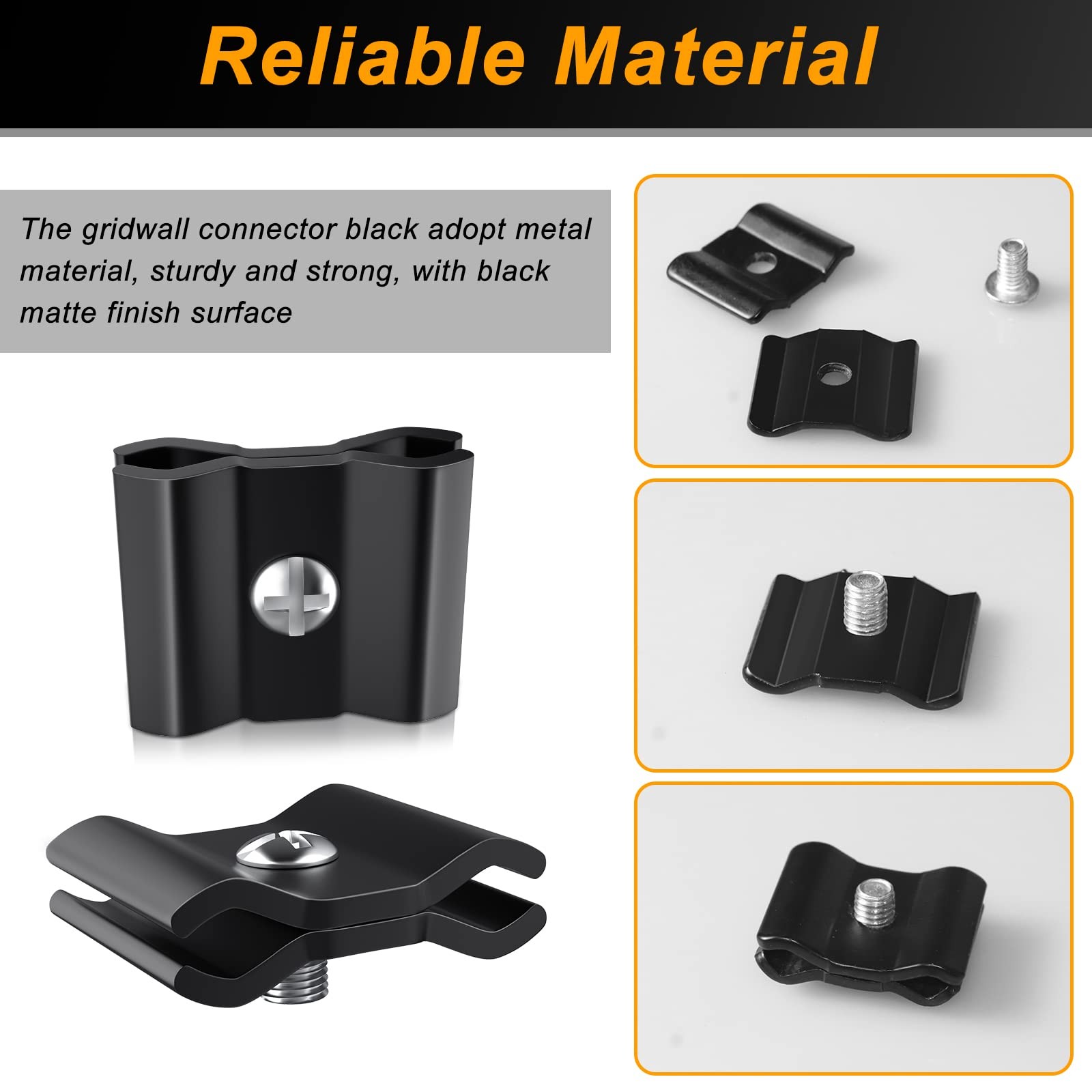 Gridwall Joining Clips Black Wire Grid Panel Connectors For Wall 18 PCS