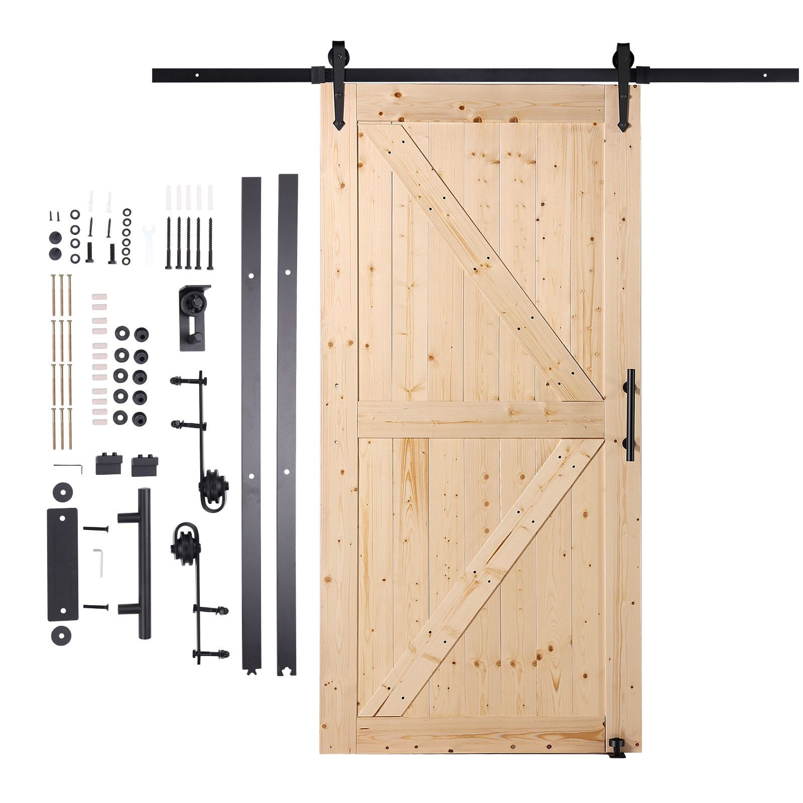 Barn Door and Hardware Kit, 42" x 84" Wood Sliding Barn Door, Smoothly and