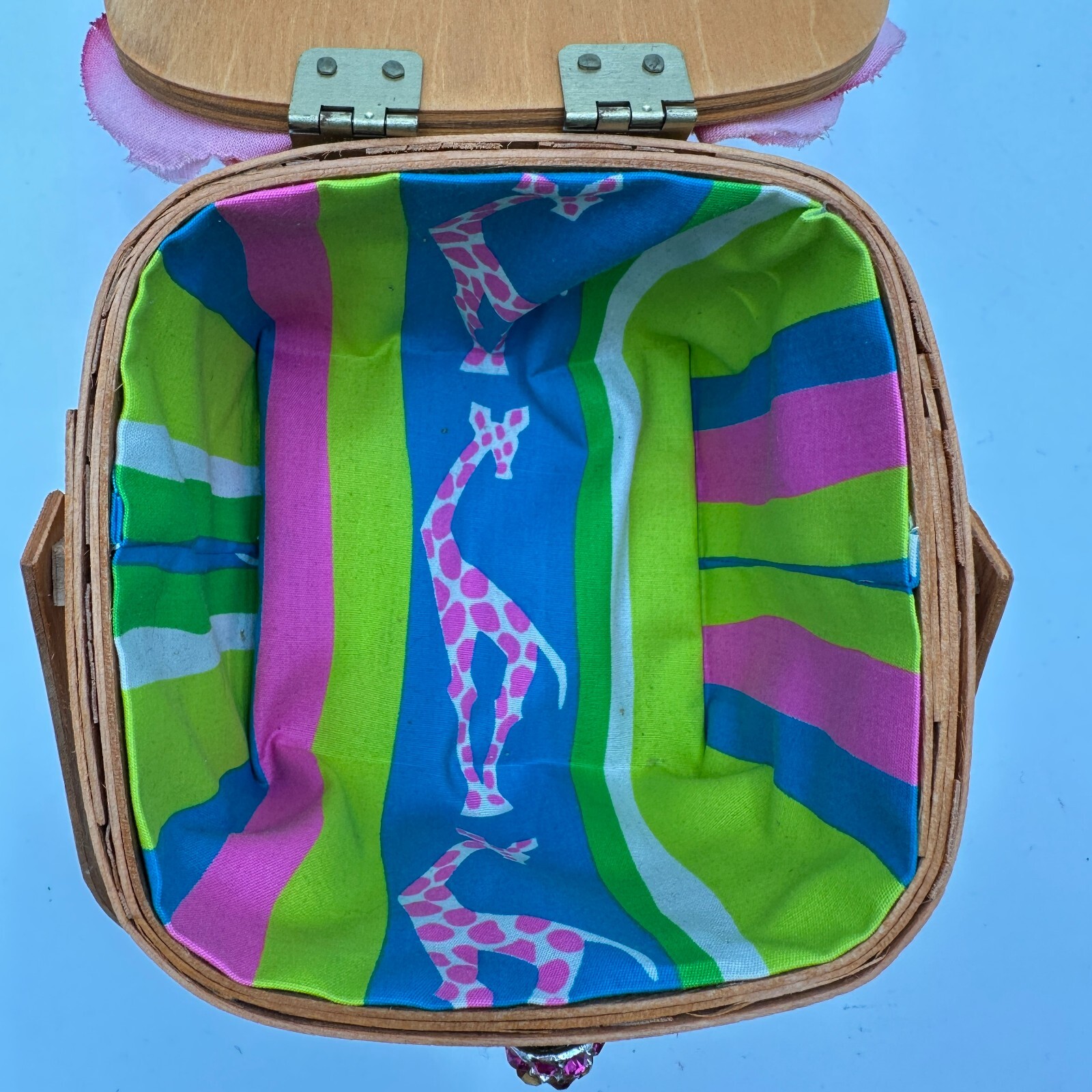 My Cute Bag Child's Purse Basket Flower Liner Lid Rhinestones