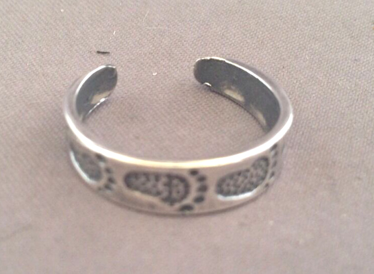 Footprint toe ring genuine .925 sterling silver family adjustable + gift box