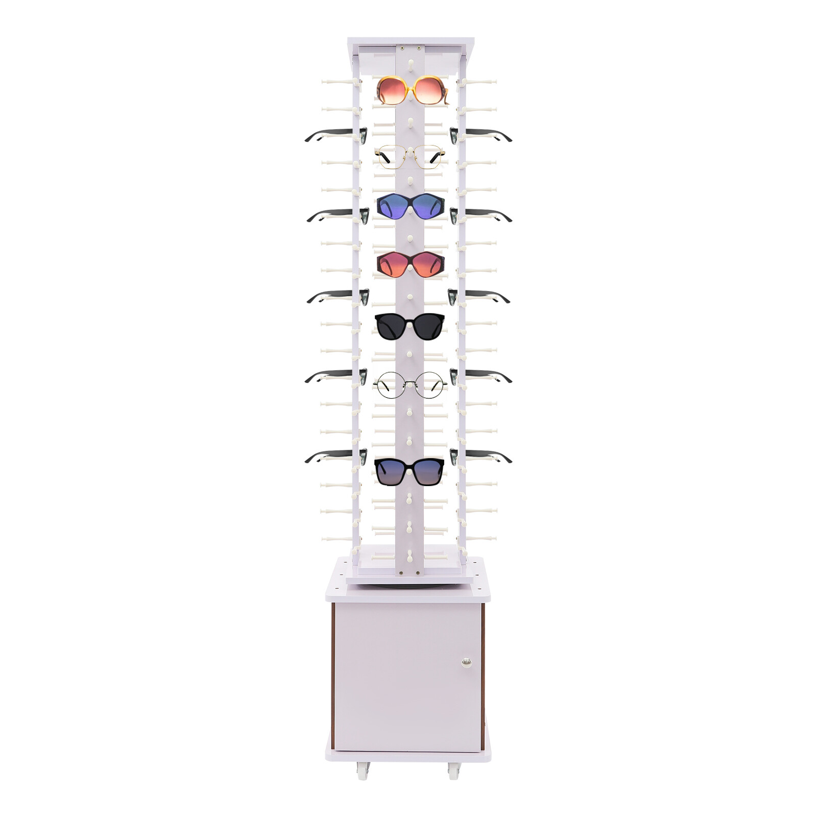 72-Pair Eyeglass Display Rack Floor-standing Rotating Glasses Storage Stand