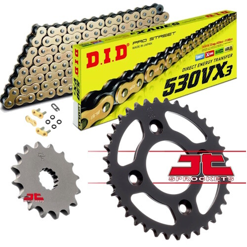 Honda CBR1100 BlackbirdBlack DID Gold X-Ring Heavy Duty Chain & JT Sprocket Set