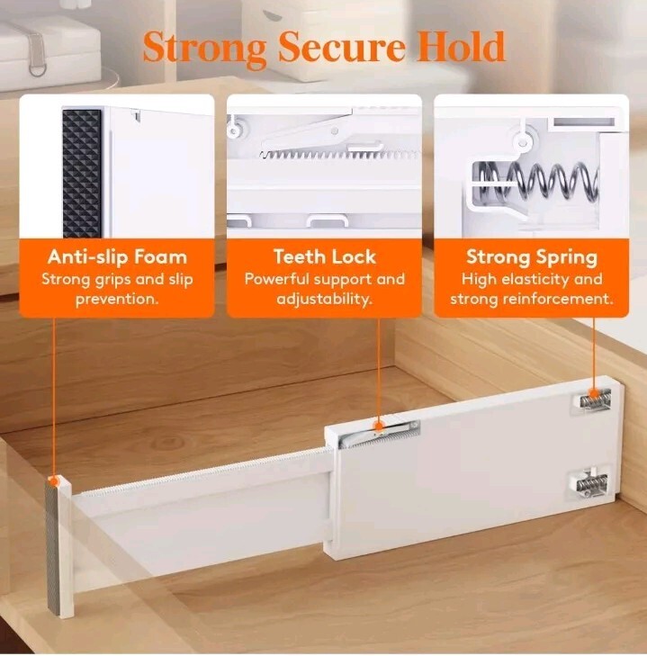 Adjustable Drawer Dividers 5 Pack 4" High x 11-17" Long Adjustable