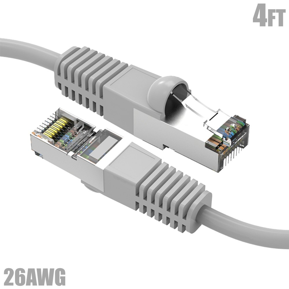 4FT Cat5E RJ45 Network LAN Ethernet FTP Shielded Patch Cable Copper Wire Gray