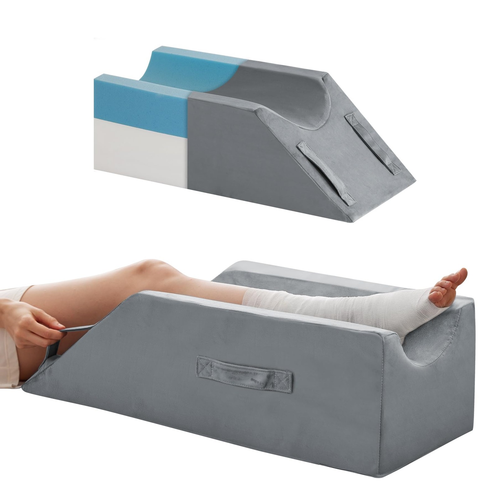 Leg Pillow Elevation Blood Circulation, Wedge Pillow for Legs Swelling, Knee ...